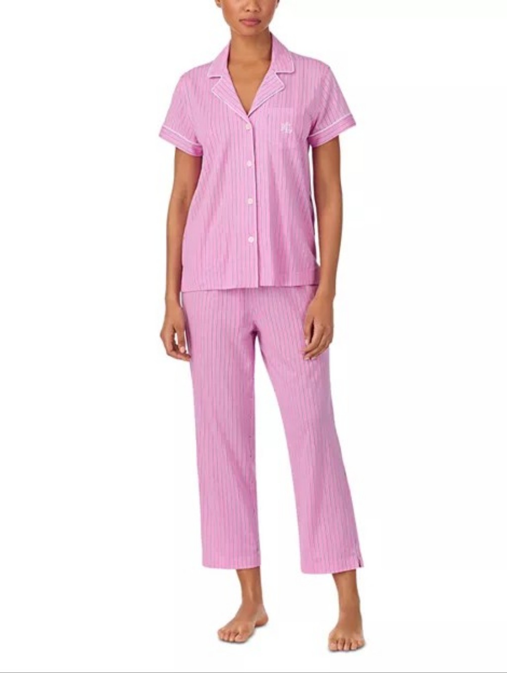 Lauren Ralph Lauren Pink And Light Blue Striped Cotton Shirt